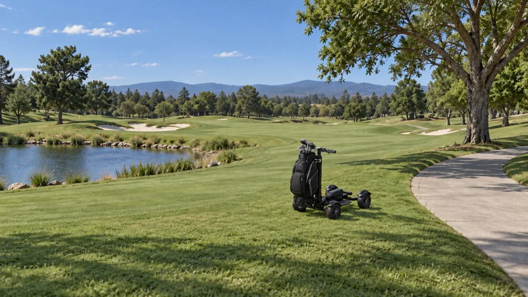 Fairglide V1 electric golf trolley on a course